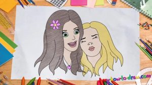 How to draw 2 Best Friends BFF's - My How To Draw