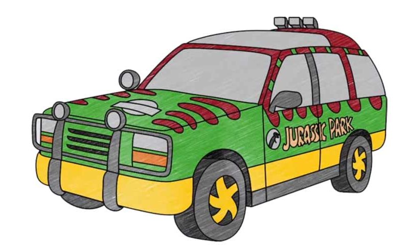 Jurassic Park Car Coloring Page