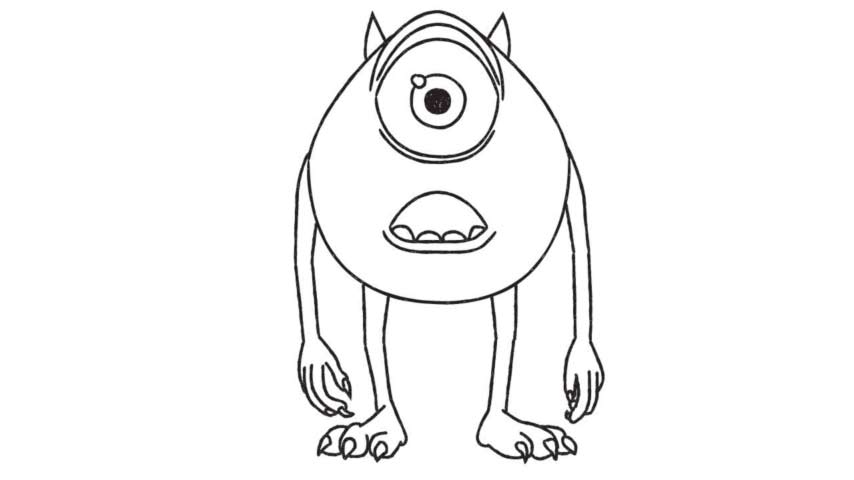 how to draw monsters inc mike step by step