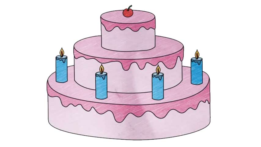 How to draw a Birthday Cake - My How To Draw
