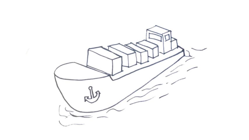simple cargo ship drawing
