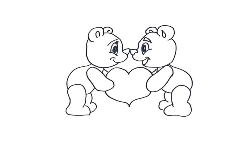 Drawings Of Teddy Bears In Love