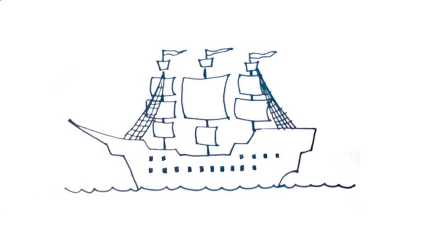 Simple Pirate Ship Drawing
