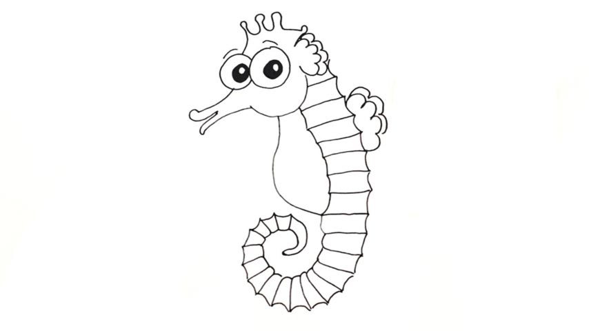 How To Draw A Sea Horse Easy