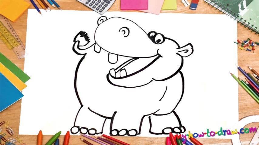 How To Draw A Hippopotamus - My How To Draw