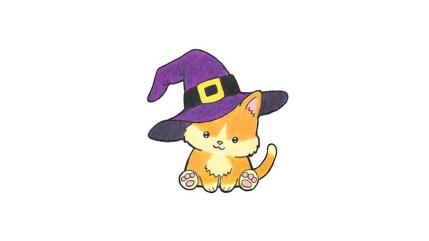 How To Draw A Cat In A Witch’s Hat - My How To Draw